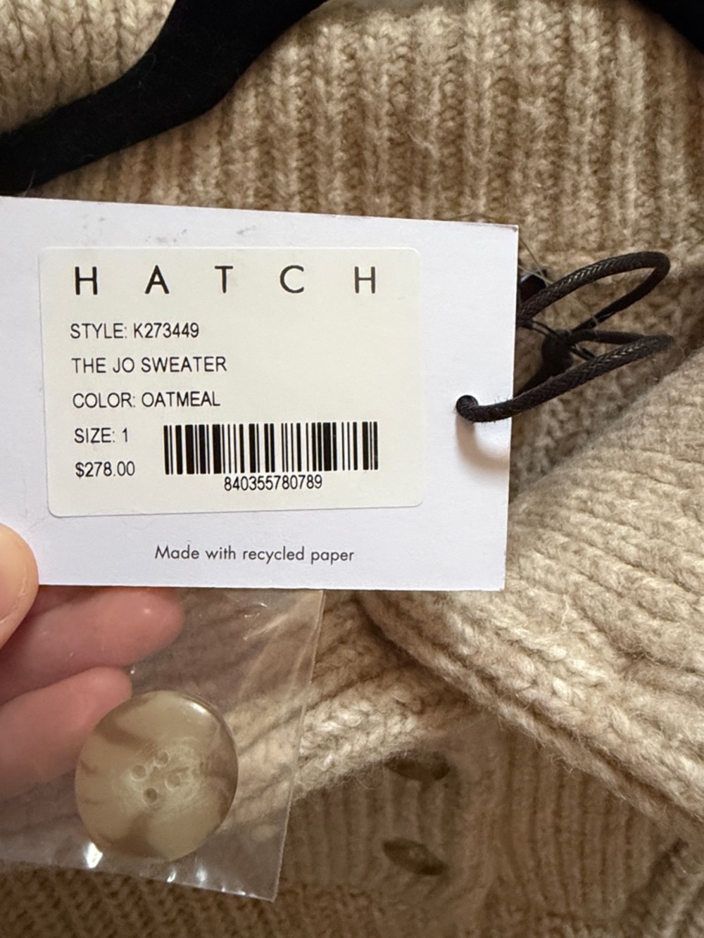 Maternity High-Neck Button Sweater - Oatmeal - Picture 4 of 7